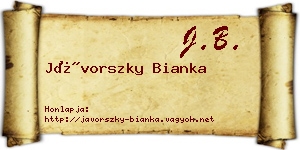 Jávorszky Bianka névjegykártya