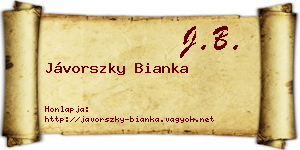 Jávorszky Bianka névjegykártya